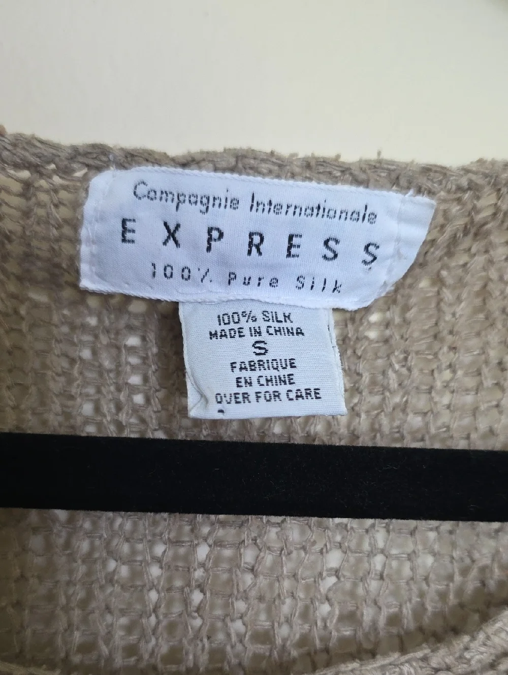 Express Open-Weave Crewneck Silk Sweater in Taupe